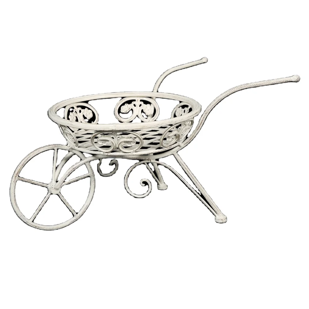 Buy Wholesale Price Vintage Antique White Bicycle Wrought Iron Planter Stand