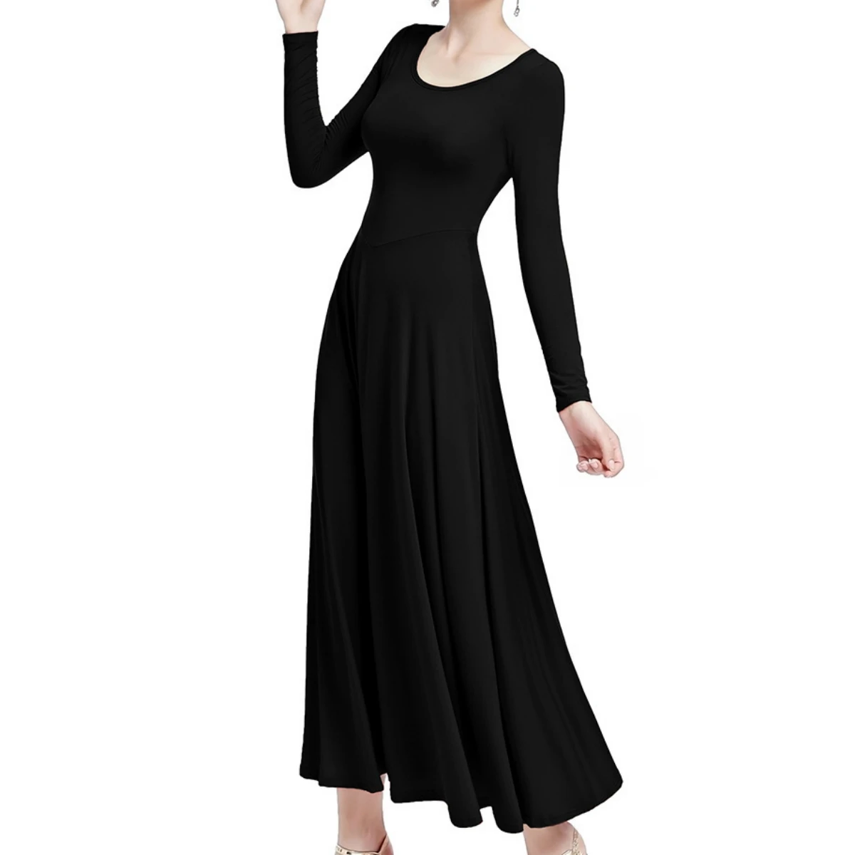 Praise Dance Dress Women Worship 100% Polyester Loose Fit Full-Length Long Sleeve Dress