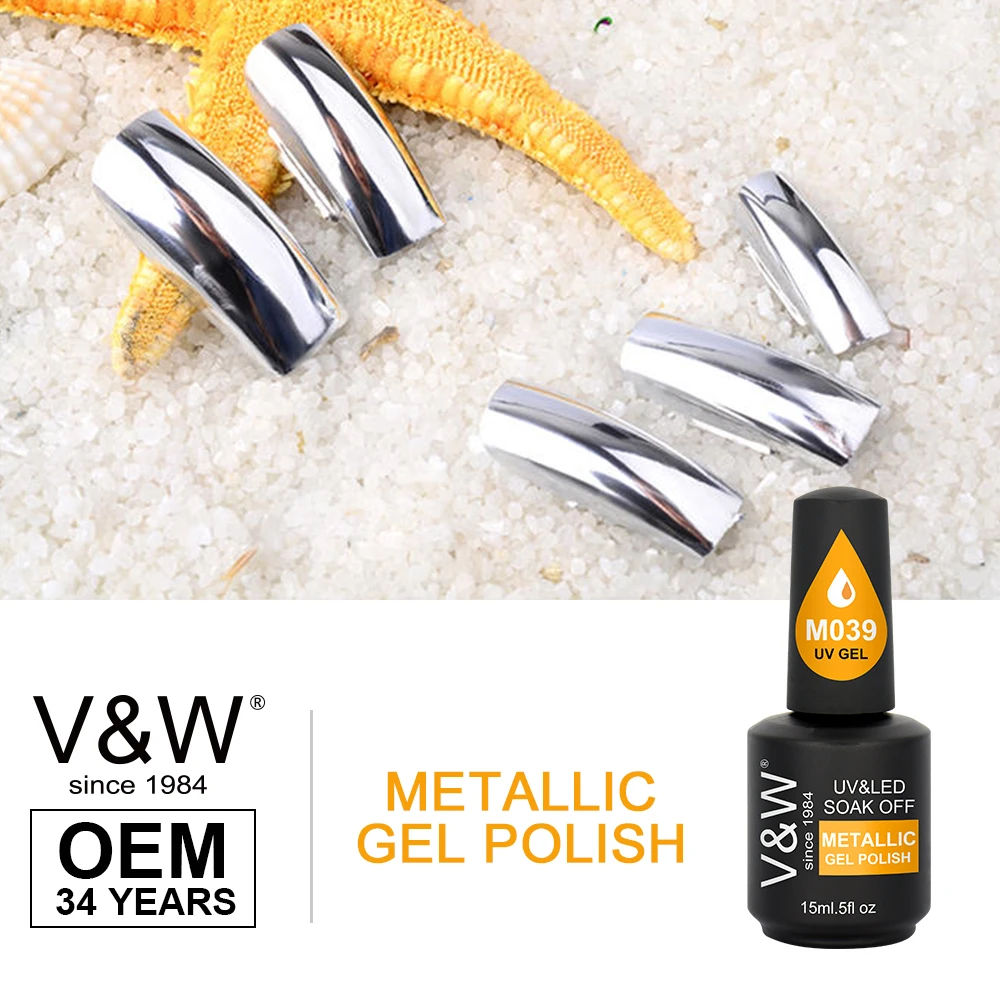 Metallic air dry own brand gel nail polish oem top gel polish