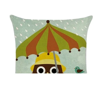 Hot sell Cartoon Owl Printing Cotton Linen Square Sofa Couple Cushion Cover Nap Throw Pillow Case Car Decorbox Home