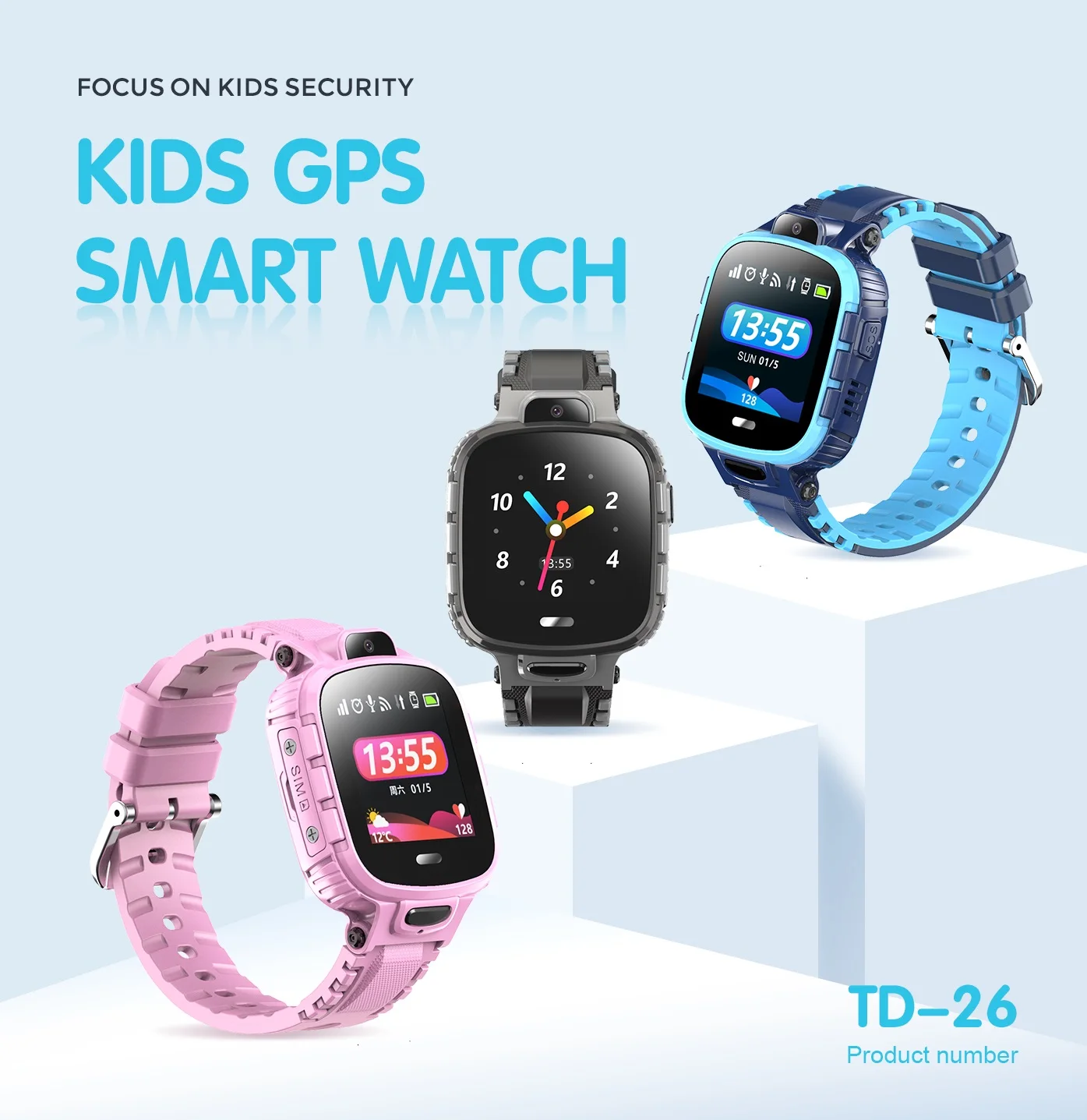 Q90 High quality gsm touch screen SOS calling gps tracker Kids Smart Watch