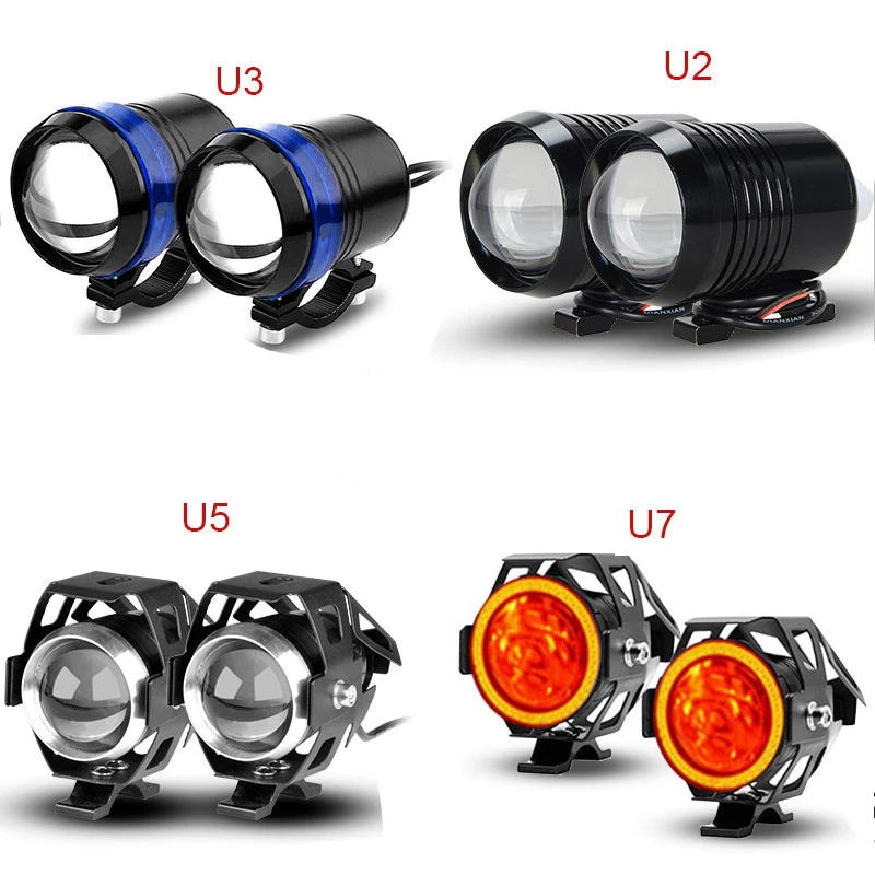 Motorcycle  U7 LED Headlight Waterproof  Angel Eyes  15W 12V-80V U2/U3/U5/U7 Motor Spotlight Projector motorcycle driving light