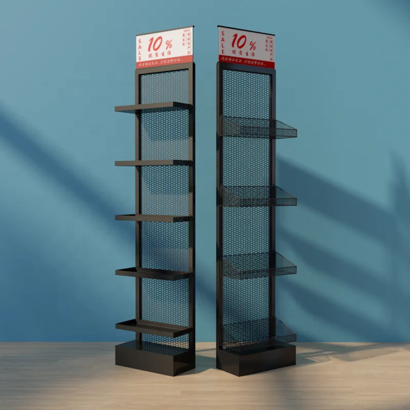 Custom Store Retail Cosmetics Makeup Products Perfume Nail Polish Bottle Drink Snack Floor Metal Screen Display Rack Stand