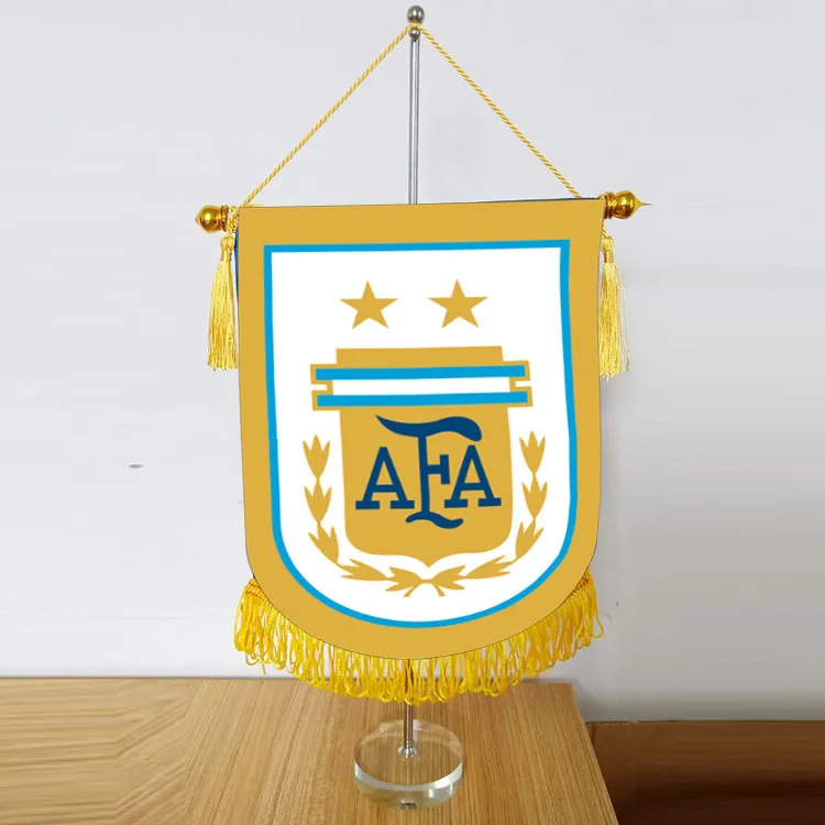 Custom Logo Mini Double Sided Football Soccer Club Fans Exchange Chicago Team Canvas Wall Decoration Hanging Flag Banner Pennant