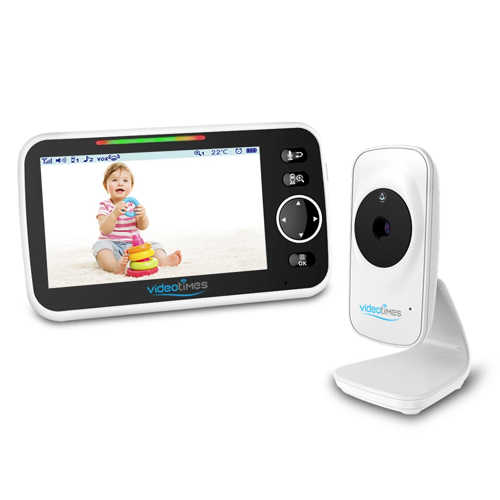 Videotimes 5.0 Inch Baby Monitor LCD Display with Wireless Night Vision Temperature and Lullabies Security Cameras and Audio