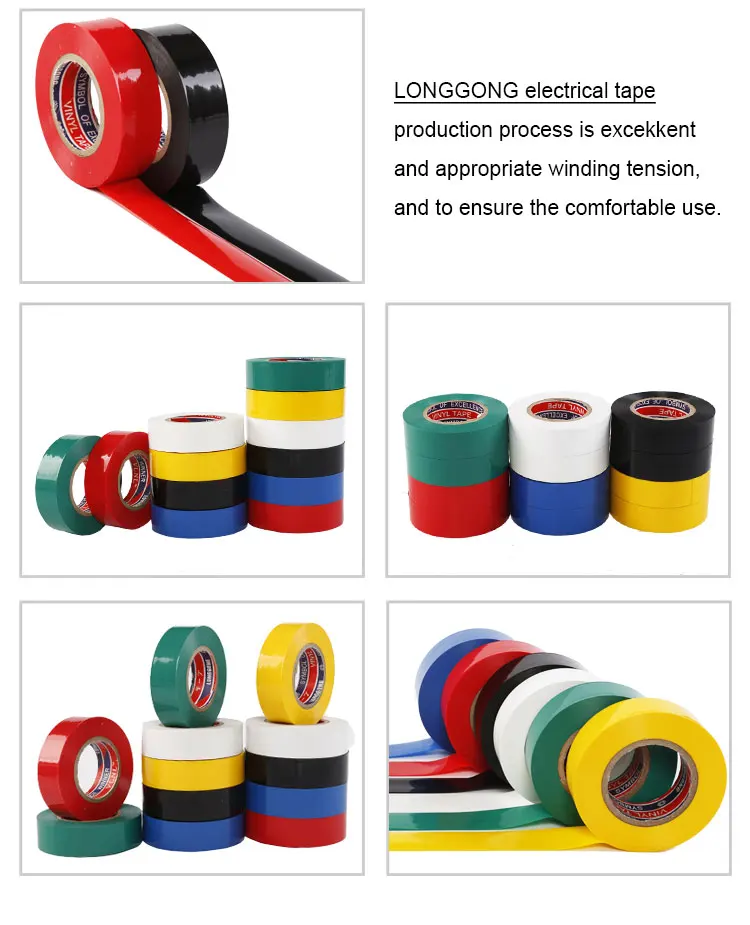 colorful flame retardant raw material manufacturer 10 m tube 2mm thick pvc bondage green adhesive electrical insulation tape
