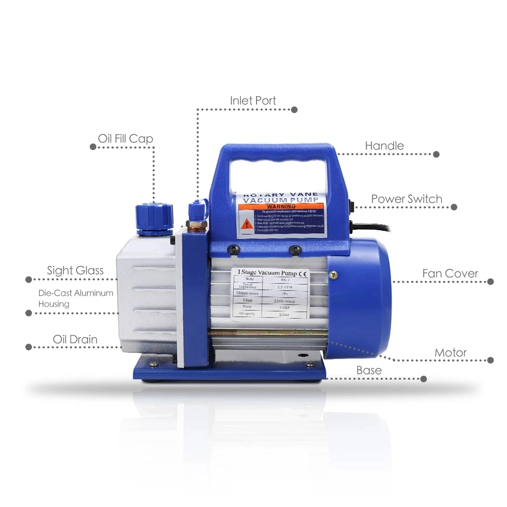 8 CFM Dual Stage Rotary vane vacuum pump 1hp single stage electric vacuum pump wholesale
