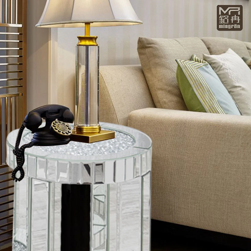 Sparkly Living Room Mirrored Flower Display 2 Layer Crushed Diamond Insert Lamp Table Home Hotel