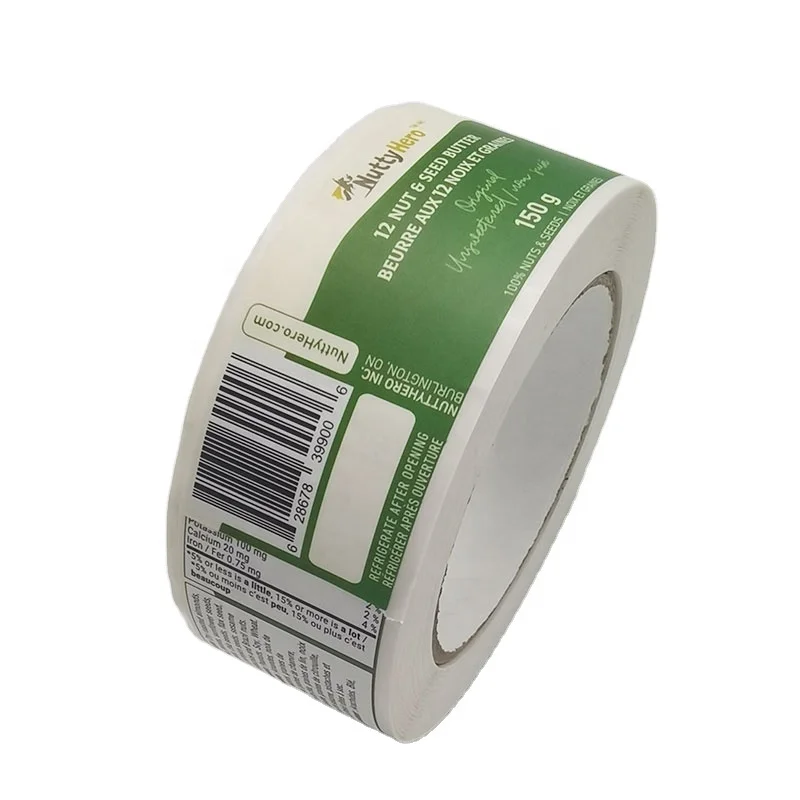 high quality self Adhesive green red small size product custom sticker peanut butter food label
