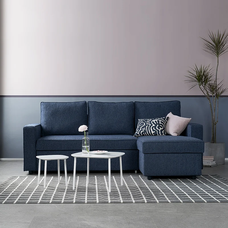 New design modern living room furniture pull out blue sofa bed set