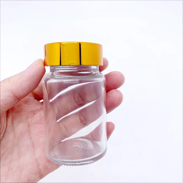 Amber Clear Glass Packer Bottle Food Bottle Medicine Pill Vitamin Capsule Bottles With gold Lids 120ml 150ml 200ml 250ml 500ml