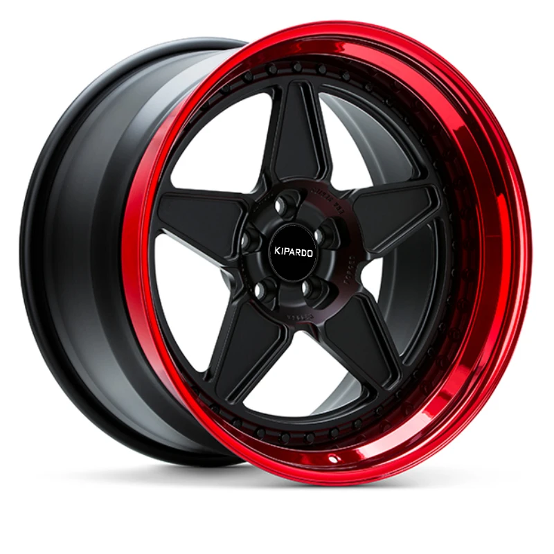 kipardo 18 19 20 inch 5x112 Alloy wheel Forged rims Pentagram Wheel 3 Piece Red Chrome rims
