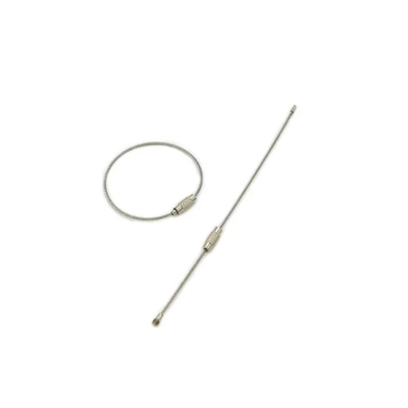 Adjustable stainless steel wire keychain cable key ring oem wire loop