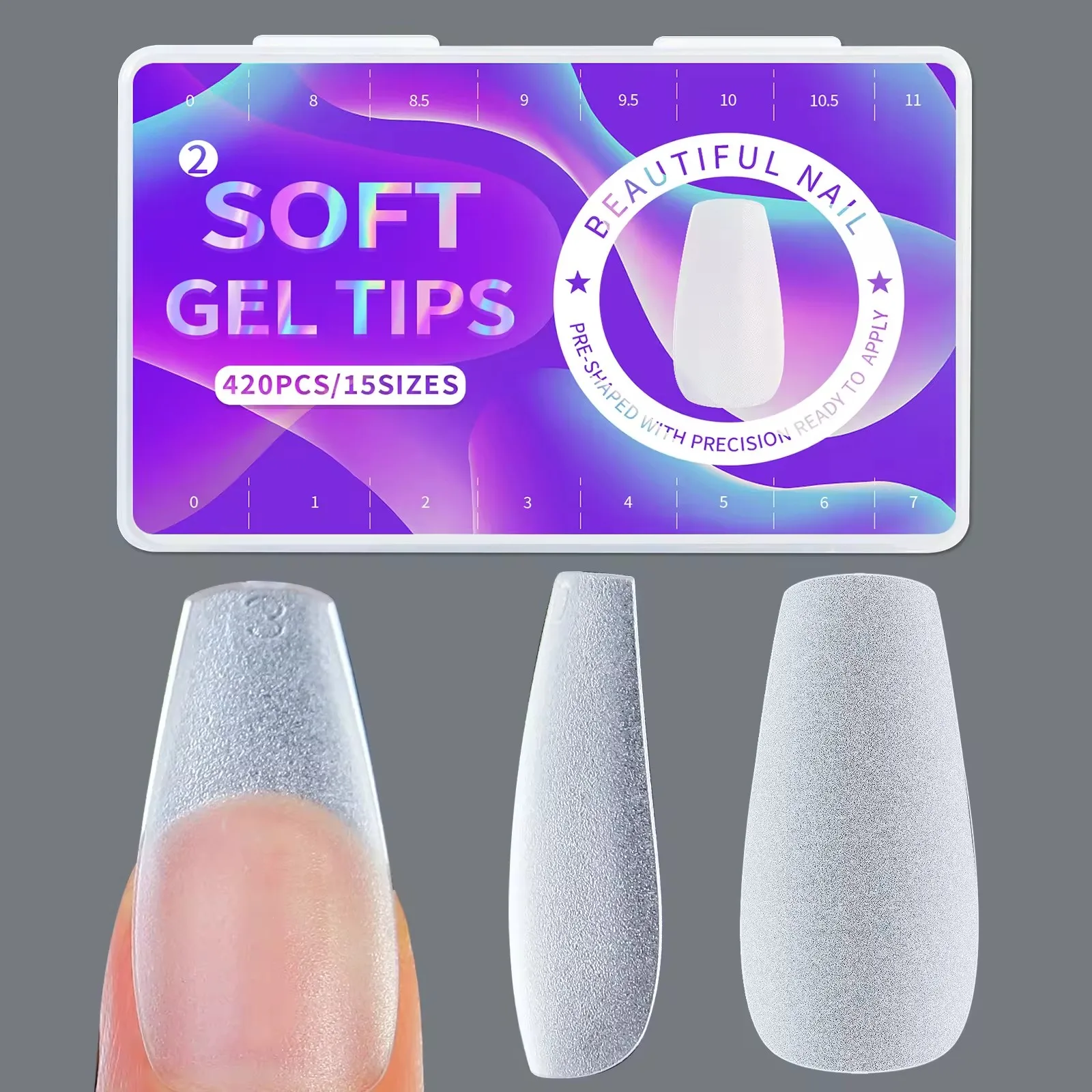 High Quality Gel X Nail Tips Extension Customize Logo Ballerina Coffin Almond Square Soft Gel Tips For Fingers
