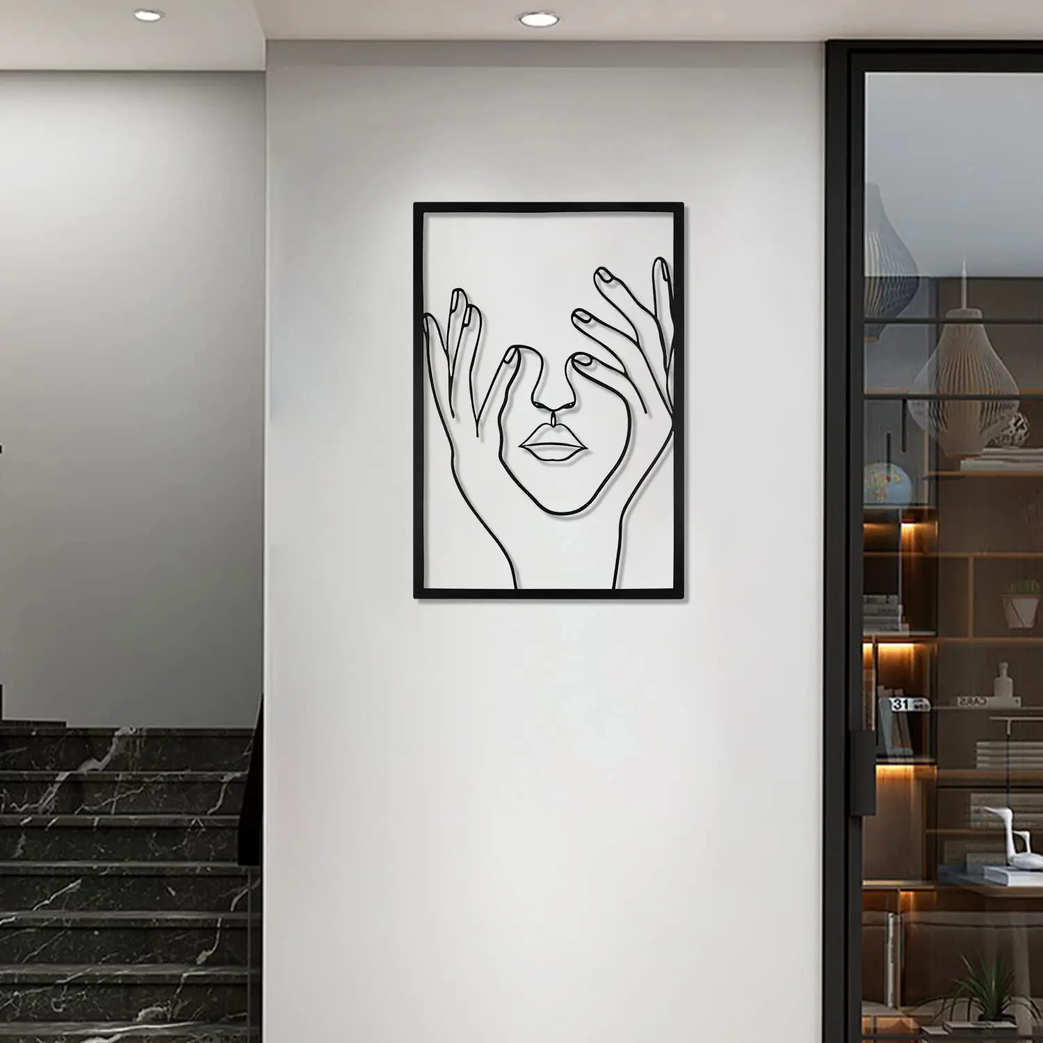 Diy Metal Woman Face Shape Wall Art Decor Minimalist Female Body Wire Art Decor Abstract Hanging Wall