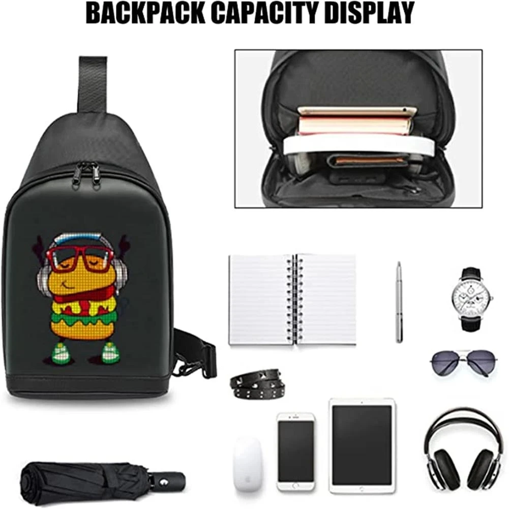 Waterproof Programmable Laptop Travel Smart Multimedia DIY LED Advertising Backpack with display for outdoor sports