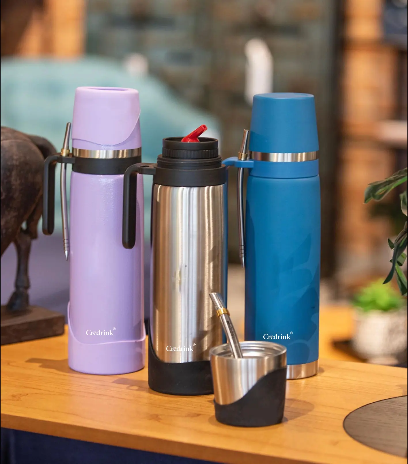 New 2.0 Termo Acero Inoxidable 1 Litro Media Asa Tapon Matero Yerba Mate Thermos 1000 ML Stainless Steel Flask Heat Insulated
