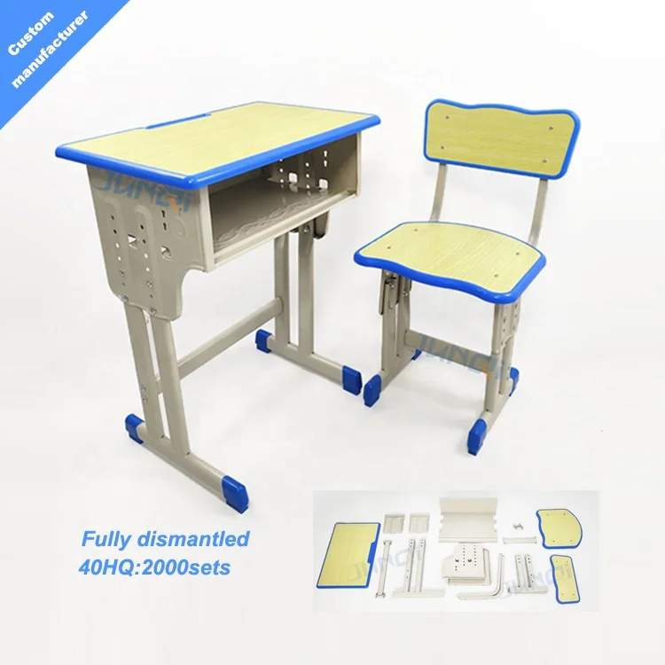 Junqi kids classroom school desk metal fully dismantled school chair with desk set school furniture student desks and chairs