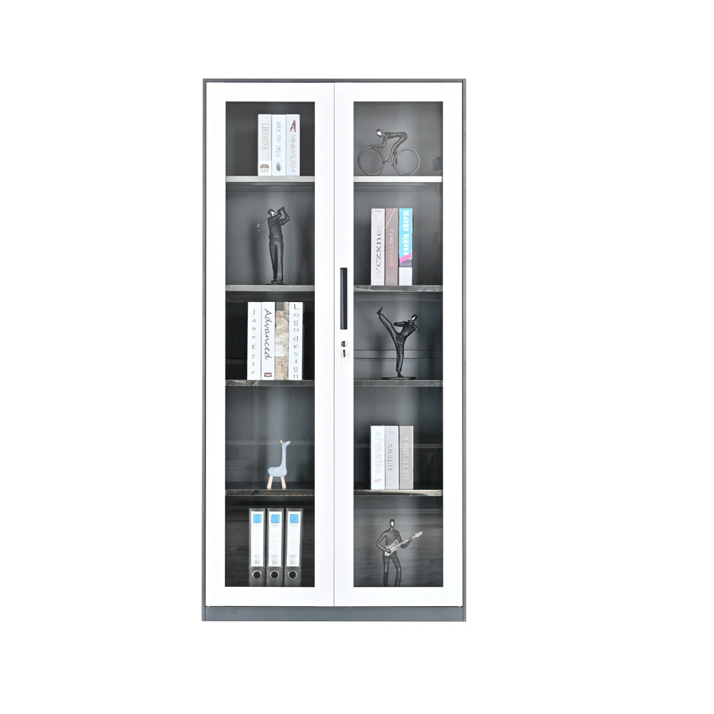 Office Furniture File Cabinet Iron Swing Glass Door Storage Cupboard Steel Cabinet
