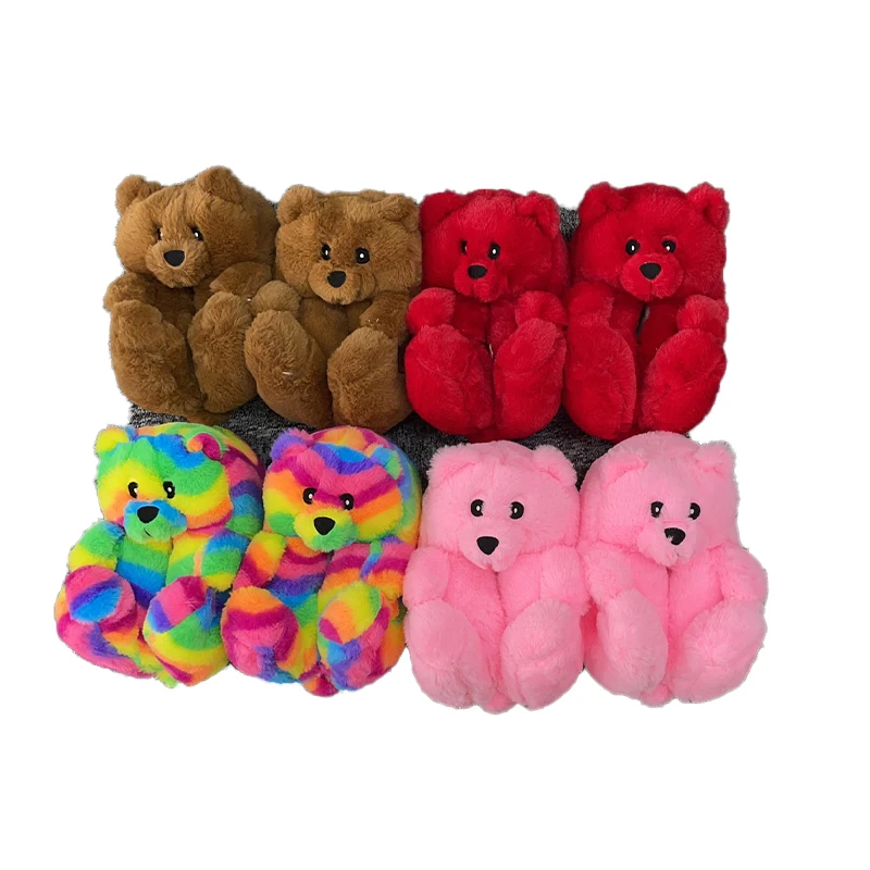 Drop Shopping House Plush Slipper animals glow in the dark Teddy Bear Slippers For Women Girls One Size Fit All