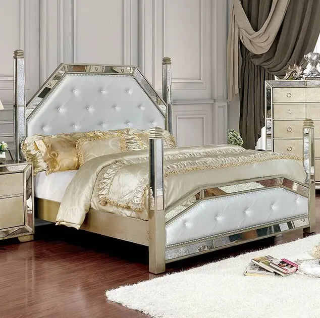 Classical Antique Mirror Frame Luxury Bed Tufted Standard Bed For Home Hotel Furniture