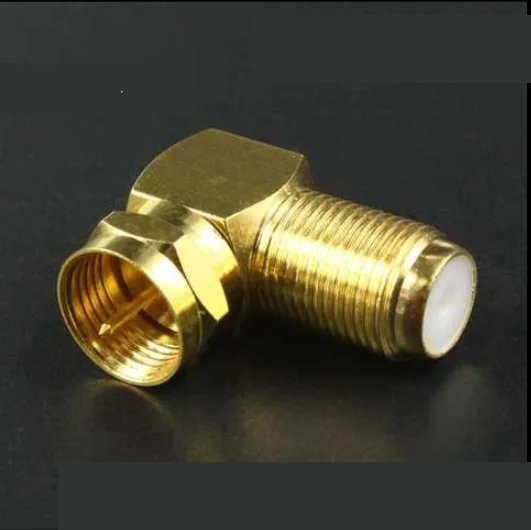 Gold Plating Right Angle F Male to F Female Adapter With Brass Shell