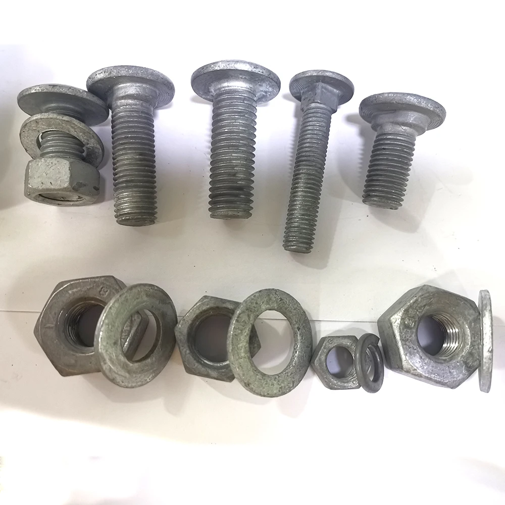 Hot dip galvanized Guardrail Safty Bolts and Nuts Cuello ovalado de cabeza redonda perno Mushroom Head highway guardrail bolt