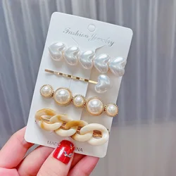 Girls Women Metal Barrettes Pearl Hairclips Set  Korean Luxury Sweet Gift Crystal Hair Clip Wholesale Bridal Hair Barrette