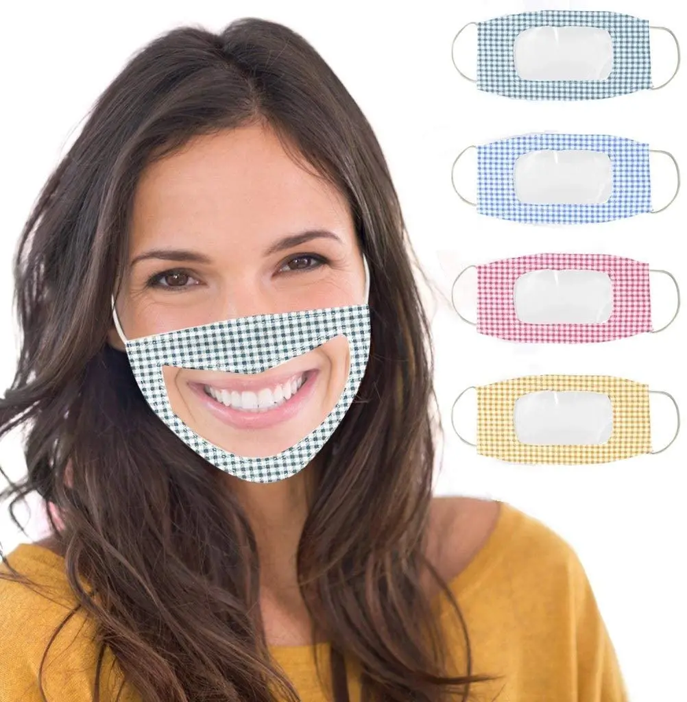 
Reusable Anti Dust Unisex Deaf and Hard of Hearing Mouth Face Bandanas with Clear Window Visible Face Maskes 