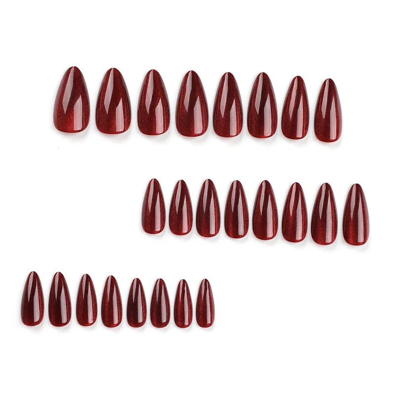 Wholesale Press on Nails Medium Win Nails with Glue artificial fingernails Cat Eye Almond Reusable False Nails