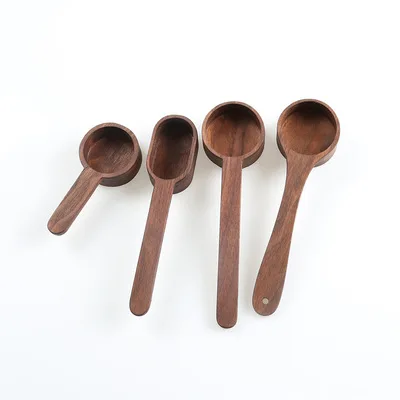 Лидер продаж, деревянная кофейная ложка из натурального черного ореха, 8 г, 10 г, деревянные ложки, кухонная утварь, кофейная ложка