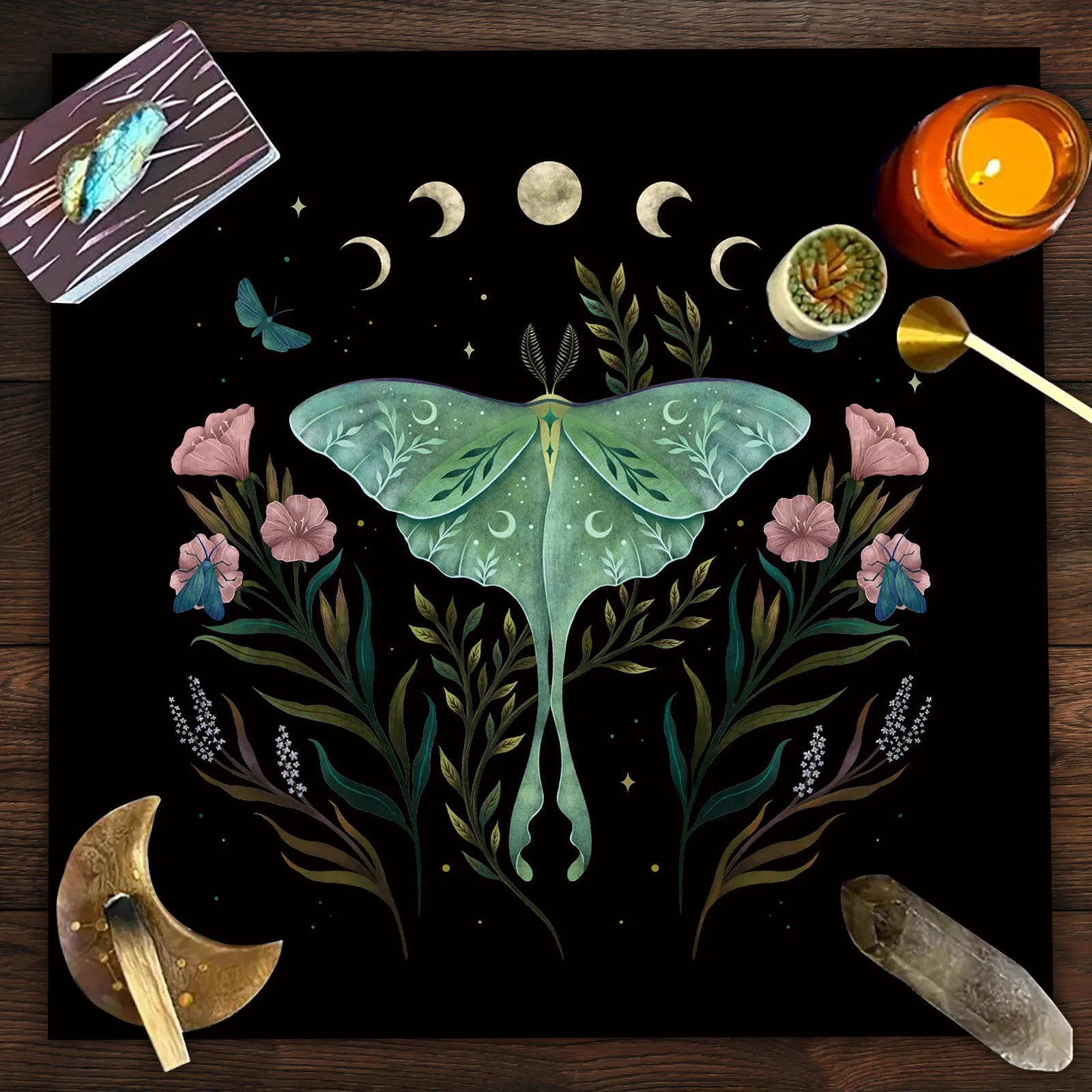 Fashional Pattern 49*49cm Peach Skin Velvet Tarot TableCloth Mandala Life Tree Butterfly Flower Sea Plush Table Cloth Mat