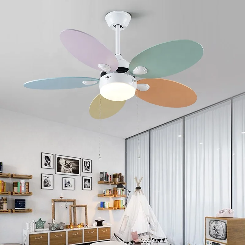 LED ceiling fans Indoor vintage solid wooden fan nordic winding machine remote ceiling fan with light