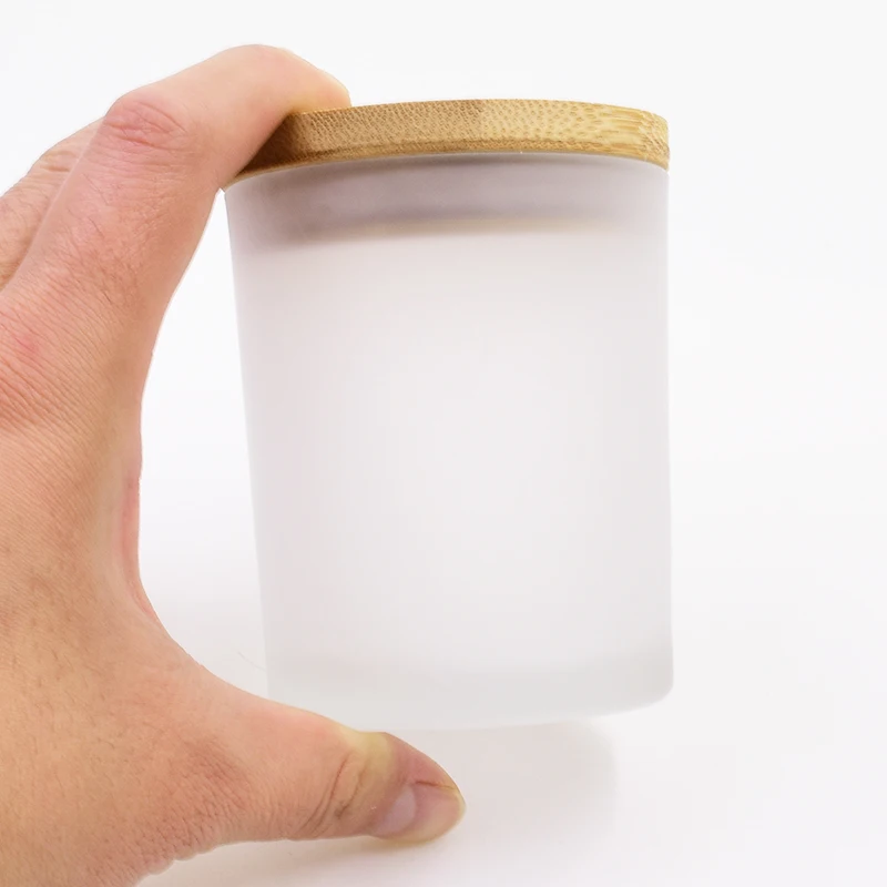 100ml 200ml 300ml  frosted glass candle jars with pine lid or bamboo lid