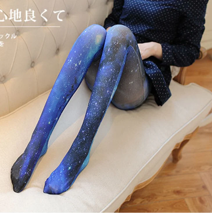 Japan Girl Women Sexy Velvet Pantyhose Mock High Knee Tattoo Tights