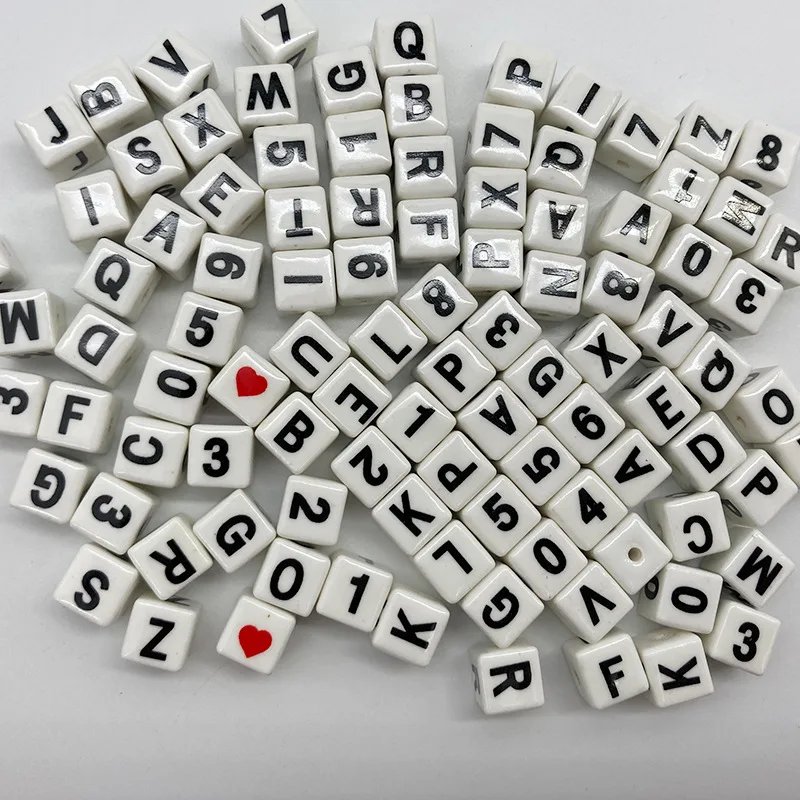 Wholesale Cube Alphabet Vertical Hole Porcelain Letter Beads for DIY jewelry making