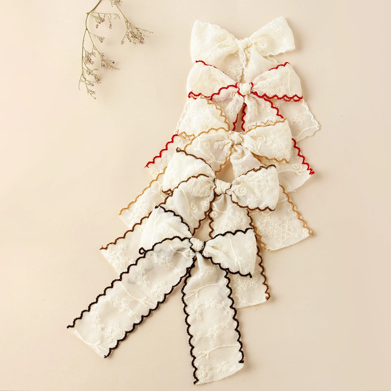 YiYuan Fashion Lace Embroidered Flower Hair Bow Clips for Girls Party Decorative Barrettes Swallow Tail Hair Pins Kids Side Clip