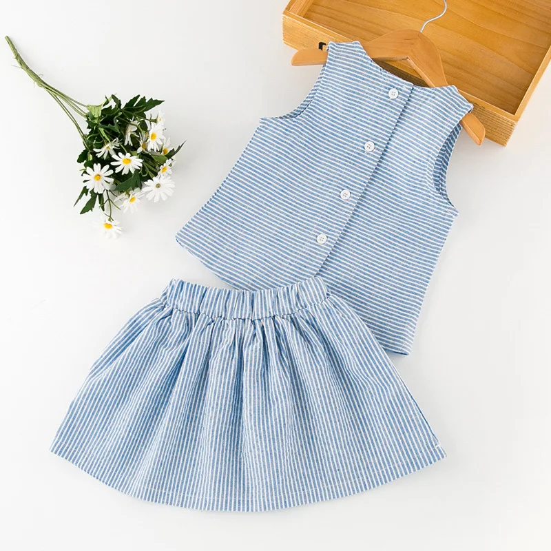 Bulk Wholesale Kids Summer Clothing Girl Skirt And Crop Top Set
