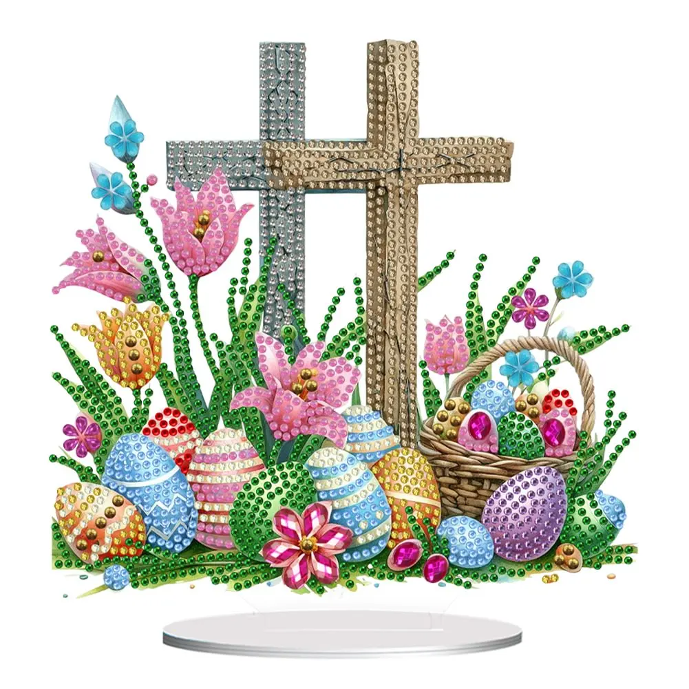 Acrylic Cross Flower Easter Egg  5D DIY Craft Ornament