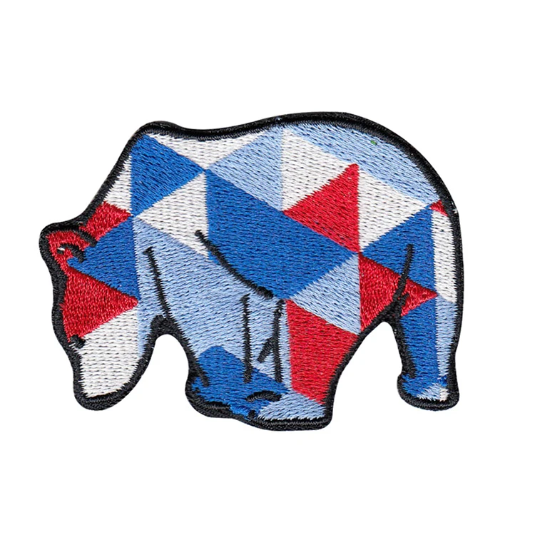 Blue line cute Sew-On animal custom fabrick round cartoon embroidery denim jeans patches logo for clothing