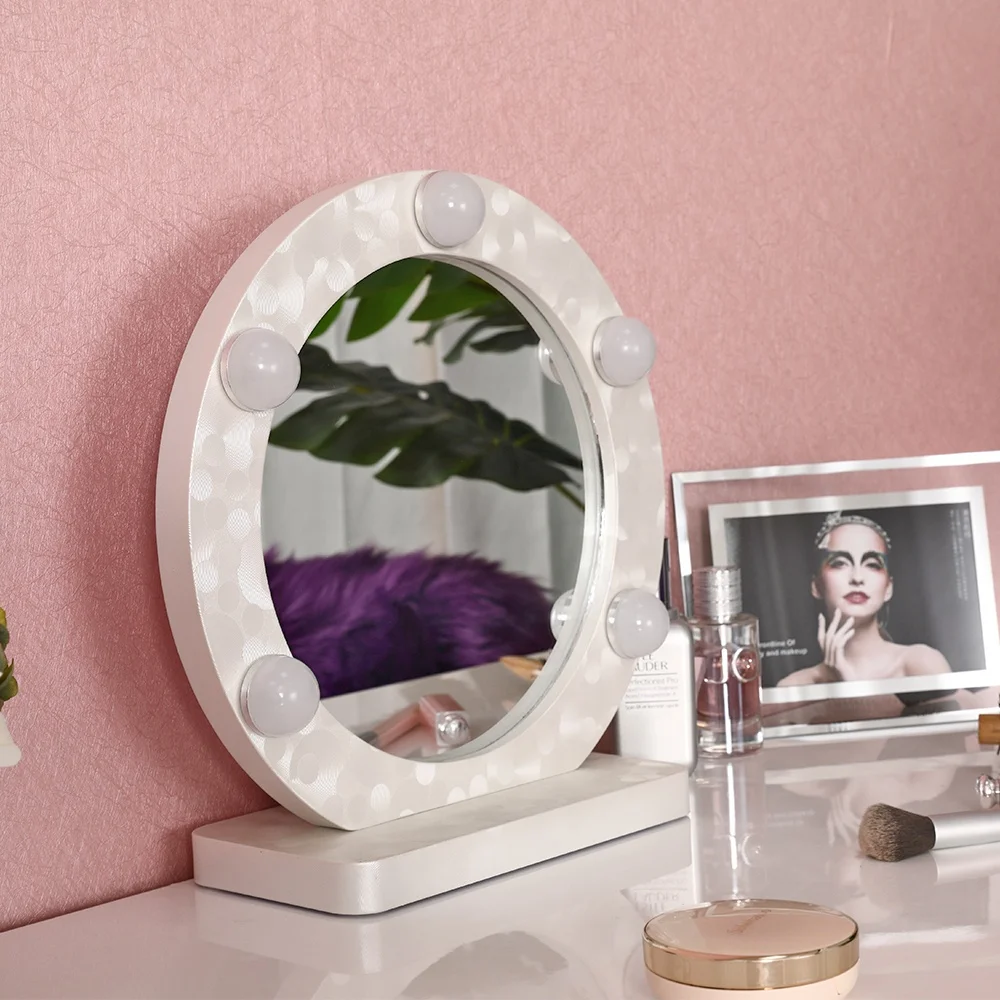 
 D11.8 inch Round shape  Led Lights Makeup Mirror Good Quantity White Frame Style Cosmetic mirror lighted  
