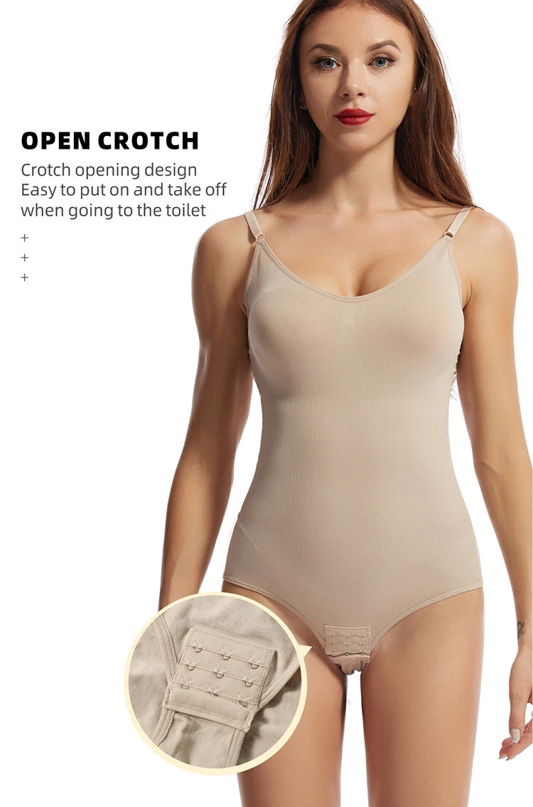 Women Open Crotch Seamless Elastic Slimming Bodysuit Waist Trainer Butt Lifter Tummy Control Body Shaper Shapewear