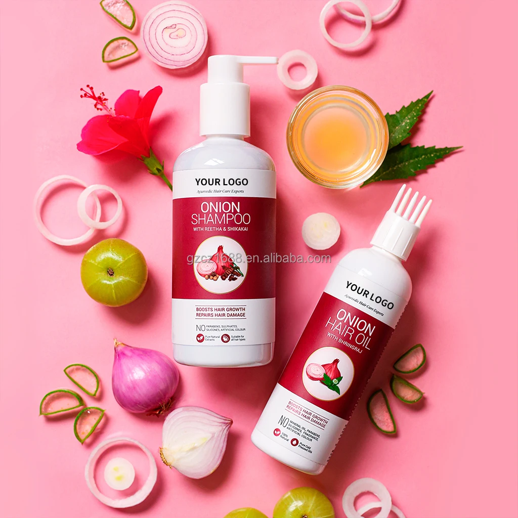 Natural Organic Damage Repair Afro 4c Hair Care Kit Private Label Amla Castor Black Seed Onion Hair Growth Oil Set