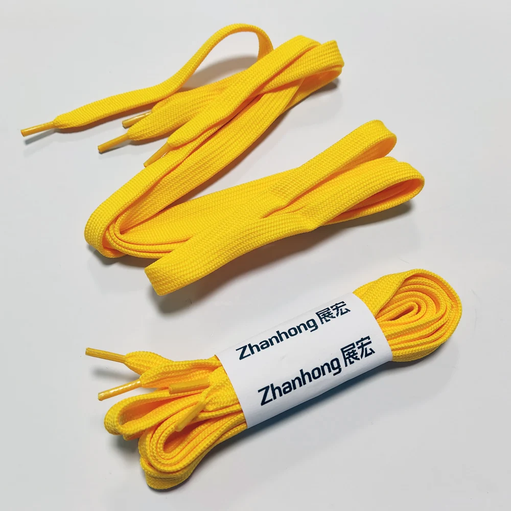 Fashion ending printing logo flat polyester shoelaces Fluorescent color shoe laces wholesale