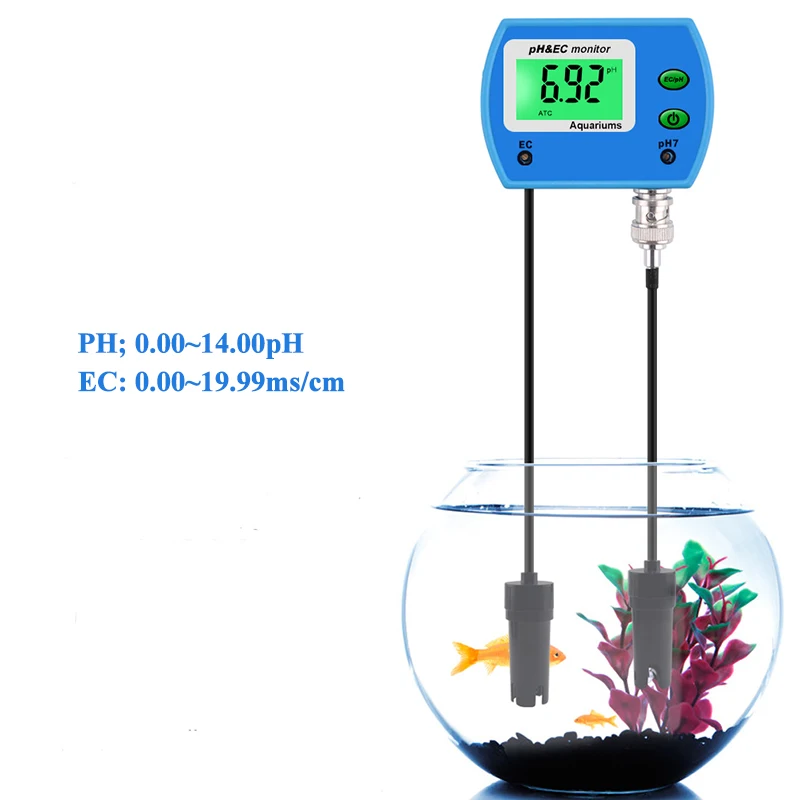 
Professional Multi-parameter Water Quality Monitor Online PH EC Tester Acidometer 2 in 1 PH EC Meter for Aquarium Hydroponics 