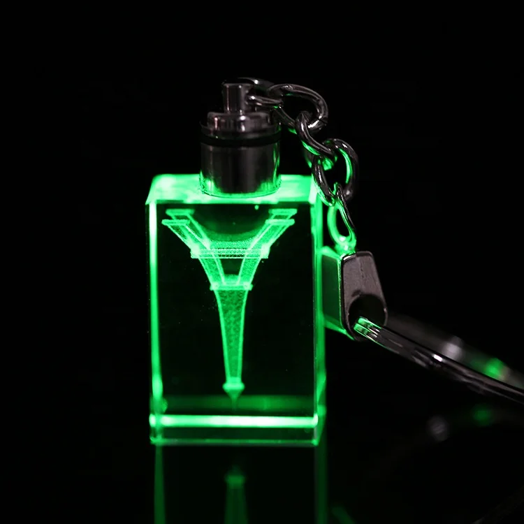 
MH-YS00007 LED crystal keyring personalized engraving crystal keychain 