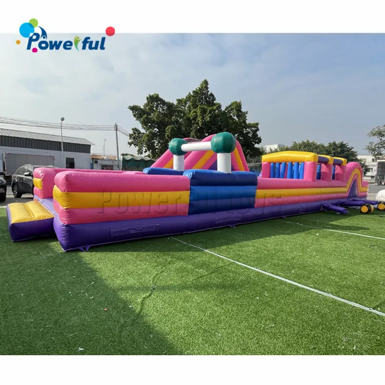 Extreme Kids Inflatable wipeout obstacle course sport game commercial  bounce  house with slide for sale