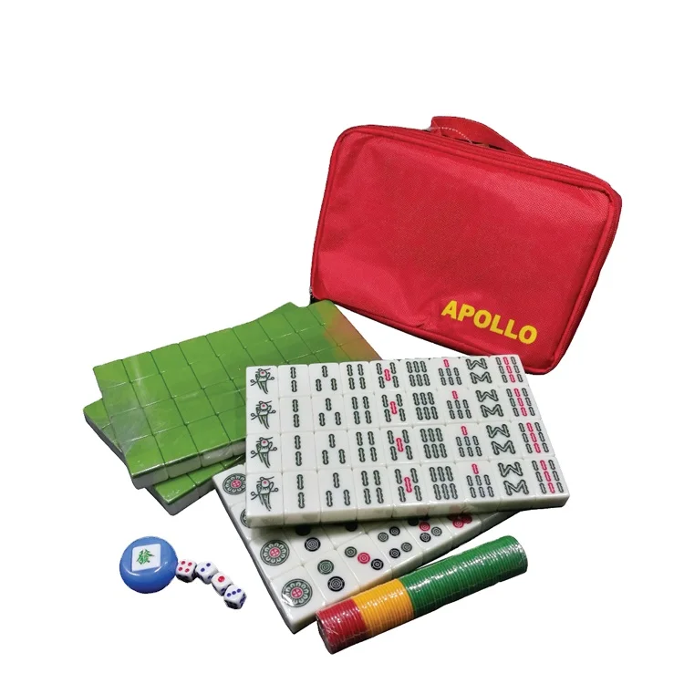 Factory supply high quality Chinese mahjong set green durable mahjong
