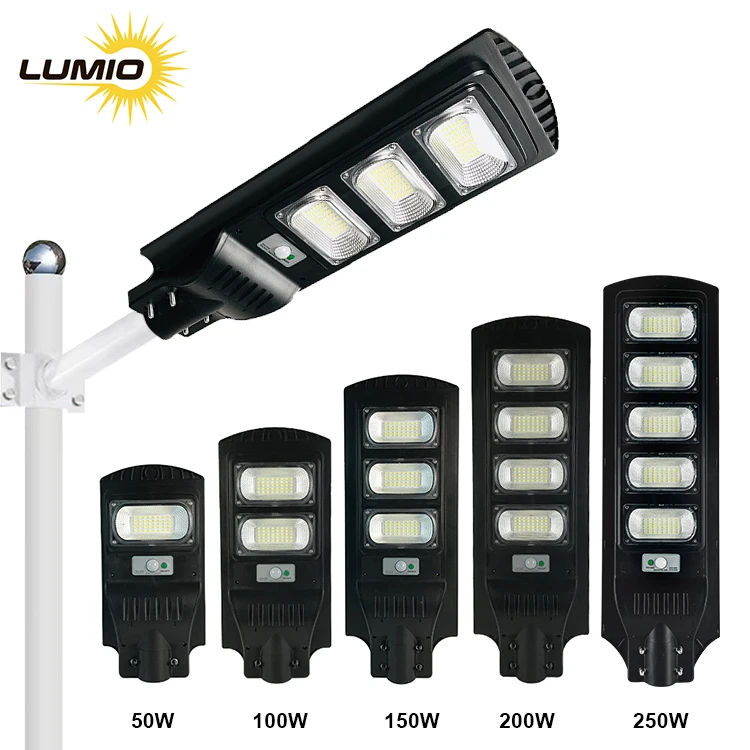 Outdoor Motion Sensor Solar Street Light Waterproof IP65 LED Light Source 50W-250W Ce Certified for Garden Integration
