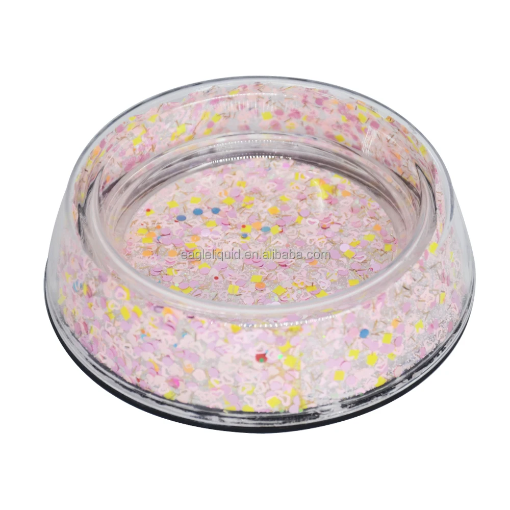 Новинка акриловая миска для домашних животных из нержавеющей стали с плавающим блеском